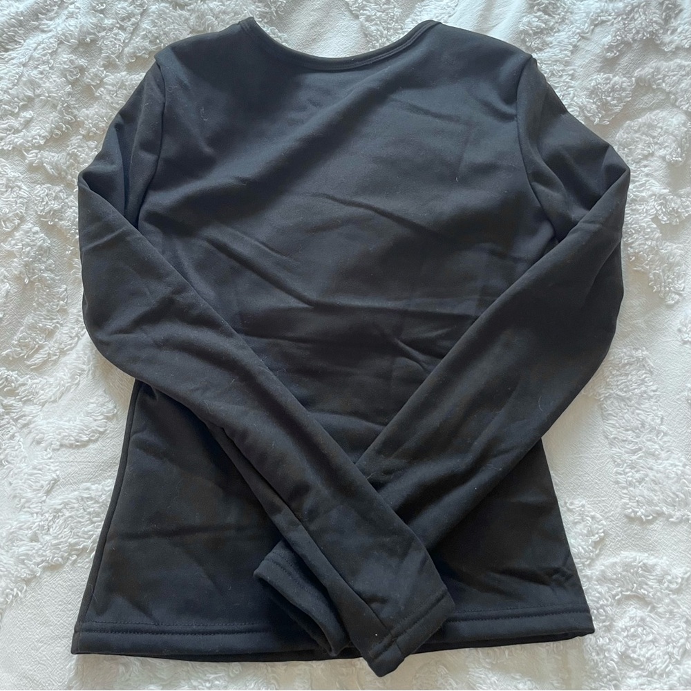 Black Long Sleeve Fleece Thermal Women's Top